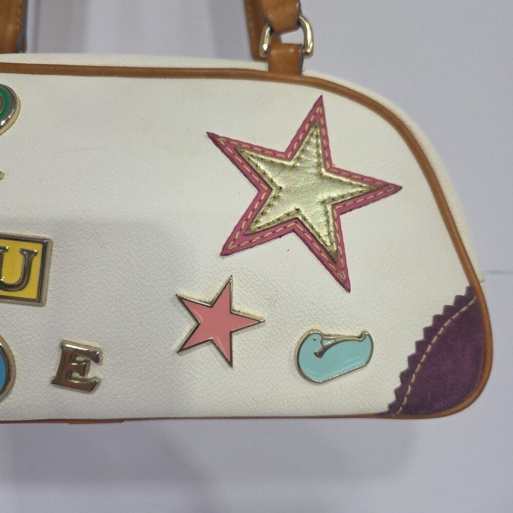Vintage Dooney & Bourke x Lindsay Lohan White Y2K Shoulder Charm Bag Rare! - Picture 4 of 16
